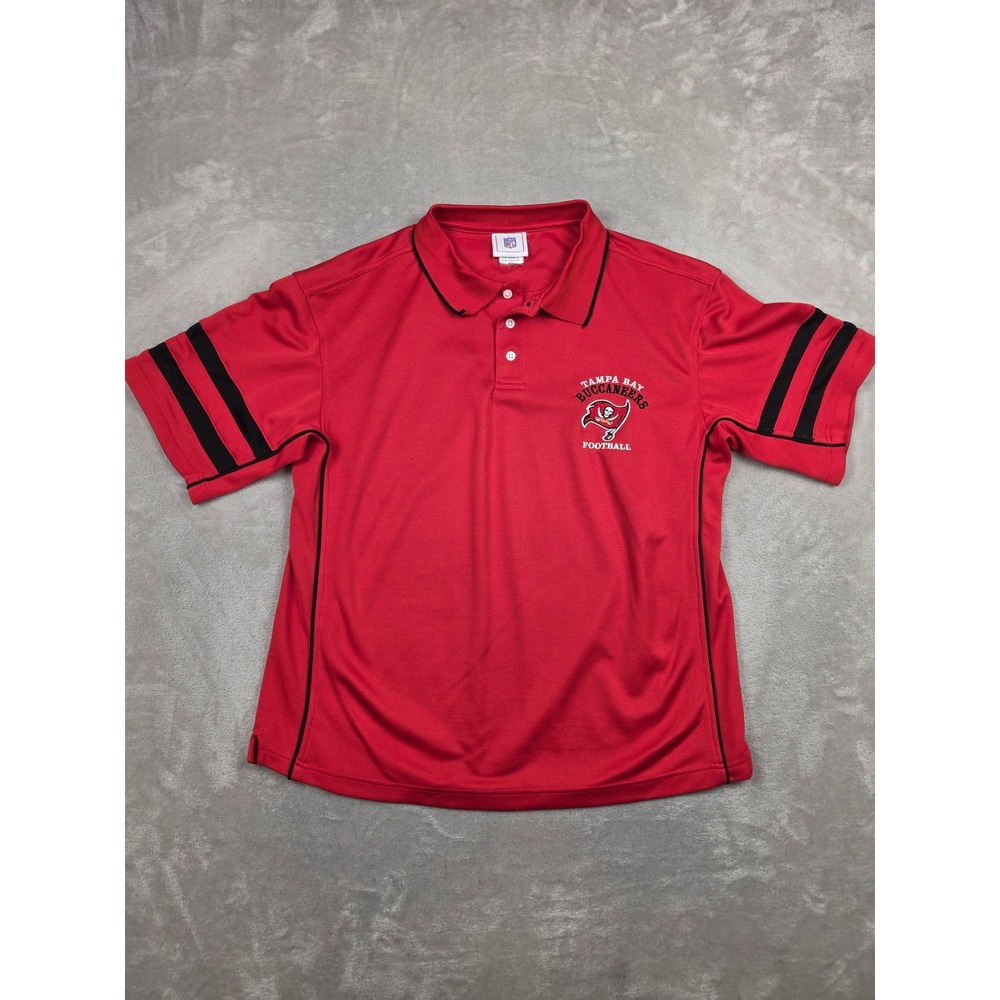NFL Tampa Bay Buccaneers Polo Shirt Mens Large Red Short Sleeve Logo